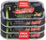 Sardines à l'ancienne à l'huile d'olive vierge extra - LE TRÉSOR DES DIEUX - Intermarché à Tours Sardines à l'ancienne à l'huile d'olive vierge extra - LE TRÉSOR DES DIEUX en promo chez Intermarché Tours à 5,95 €