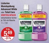 Mundspülung Advanced White oder Total Care von Listerine im aktuellen V-Markt Prospekt für 5,49 €