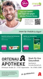 mea - meine apotheke Apotheken Prospekt der aktuellen Woche mit 4 Seiten, gültig von 01.08.2026 bis 31.08.2026, in Renchen und Umgebung Aktueller mea - meine apotheke Apotheken Prospekt in Renchen und Umgebung, "Unsere August-Angebote" mit 4 Seiten, 01.08.2026 - 31.08.2026