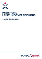 Targobank Banken Prospekt der aktuellen Woche mit 44 Seiten, gültig von 09.10.2025 bis 31.12.2025, in Pfaffing und Umgebung Aktueller Targobank Banken Prospekt in Pfaffing und Umgebung, "Preis- und Leistungsverzeichnis" mit 44 Seiten, 09.10.2025 - 31.12.2025