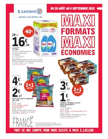 Catalogue E.Leclerc de la semaine 35, "MAXI FORMATS MAXI ÉCONOMIES", page 1, 26/08/2025 - 06/09/2025 Prospectus E.Leclerc en cours, "MAXI FORMATS MAXI ÉCONOMIES", page 1 sur 48