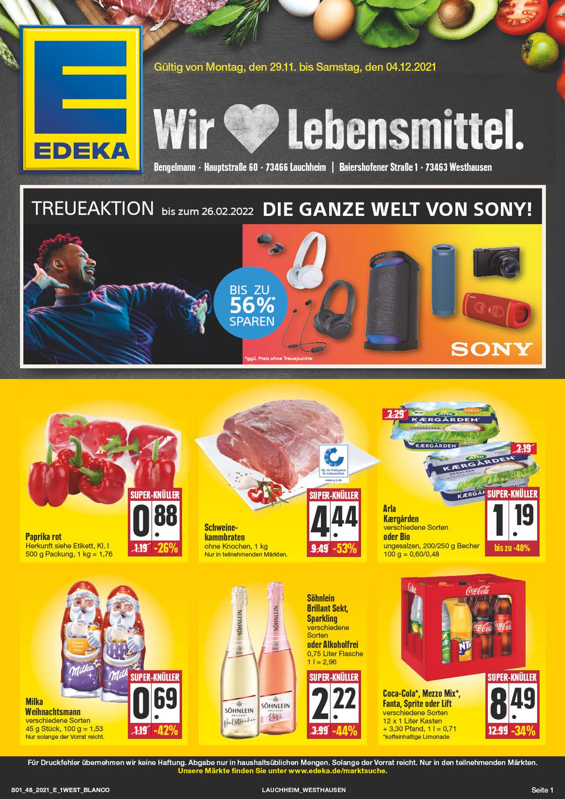 EDEKA Prospekt für Aalen mit 28 Seiten EDEKA Prospekt für Aalen: "Aktuelle Angebote", 28 Seiten, 29.11.2021 - 04.12.2021