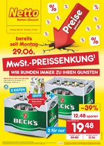 Netto Marken-Discount Prospekt für Pforzheim mit 47 Seiten Netto Marken-Discount Prospekt für Pforzheim: "MwSt.-PREISSENKUNG - WIR RUNDEN IMMER ZU IHREN GUNSTEN", 47 Seiten, 06.07.2020 - 11.07.2020