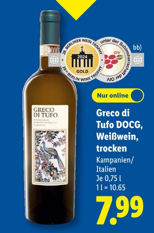 Greco di Tufo DOCG, Weißwein, trocken