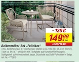 Balkonmöbel-Set „Felicitas“ Angebote bei toom Baumarkt Ravensburg für 149,99 €