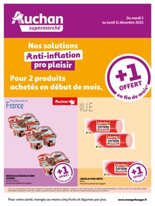 Prospectus Auchan Supermarché de la semaine "Nos solutions Anti-inflation pro plaisir" avec 1 pages, valide du 05/12/2023 au 11/12/2023 pour Fleury-sur-Orne et alentours