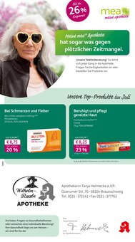 mea - meine apotheke Prospekt der Woche "Unsere Juli-Angebote" Seite 1, 01.07.2025 bis 31.07.2025 für Braunschweig Aktueller mea - meine apotheke Prospekt "Unsere Juli-Angebote" Seite 1 von 4 Seiten für Braunschweig