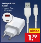 Aktuelles Ladegerät und Kabel Angebot bei Netto Marken-Discount in Leverkusen ab 1,79 €