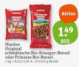 Original schwäbische Bio-Knusper-Brezel oder Prinzess Bio-Brezel von Huober im aktuellen tegut Prospekt für 1,49 €