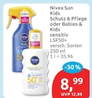 Kids Schutz & Pflege oder Babies & Kids sensitiv von Nivea Sun für 8,99 € bei budni im Angebot Kids Schutz & Pflege oder Babies & Kids sensitiv von Nivea Sun im aktuellen budni Prospekt
