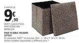 Pouf Pliable Velours Côtelé en promo chez E.Leclerc Tourcoing à 9,90 €