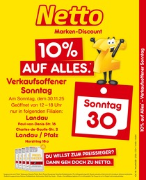 Netto Marken-Discount Prospekt für Landau: "10% auf ALLES", 2 Seiten, 30.11.2025 - 30.11.2025