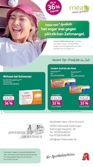 Aktueller mea - meine apotheke Prospekt "Unsere Juli-Angebote" für Filderstadt Aktueller mea - meine apotheke Prospekt für Filderstadt mit Seiten