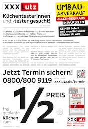 XXXLutz Möbelhäuser Möbel & Einrichtung Prospekt der aktuellen Woche mit 6 Seiten, gültig von 02.03.2026 bis 15.03.2026, in Düren und Umgebung Aktueller XXXLutz Möbelhäuser Möbel & Einrichtung Prospekt in Düren und Umgebung, "Küchen zum halben Preis" mit 6 Seiten, 02.03.2026 - 15.03.2026