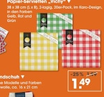Papier-Servietten „Vichy“ im V-Markt Prospekt Papier-Servietten „Vichy“ von im aktuellen V-Markt Prospekt für 1,49 €