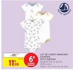 Lot de 3 body manches courtes - PETIT BATEAU dans le catalogue Intermarché