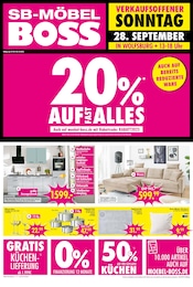 Aktueller SB Möbel Boss Prospekt, "20% AUF FAST ALLES", mit Angeboten der Woche, gültig von 27.09.2025 bis 27.09.2025