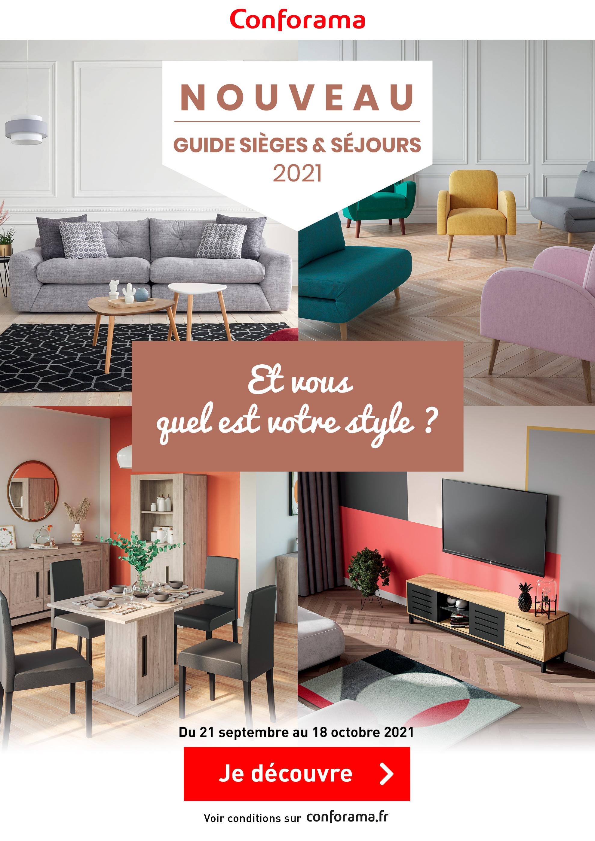 Catalogue Conforama à Cagnes-sur-Mer, avec 1 page Prospectus Conforama à Cagnes-sur-Mer, "Et vous quel est votre style ?", 1 page, 21/09/2021 - 18/10/2021