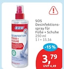 Desinfektionsspray für Füße + Schuhe Angebote von SOS bei budni Seevetal für 3,79 €