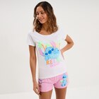 Ensemble pyjama short coton Stitch blanc femme - La Halle à Toulouse Ensemble pyjama short coton Stitch blanc femme en promo chez La Halle Toulouse à 19,99 €