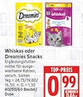 Katzen Snacks von Whiskas oder Dreamies für 0,99 € bei EDEKA im Angebot Katzen Snacks von Whiskas oder Dreamies im aktuellen EDEKA Prospekt