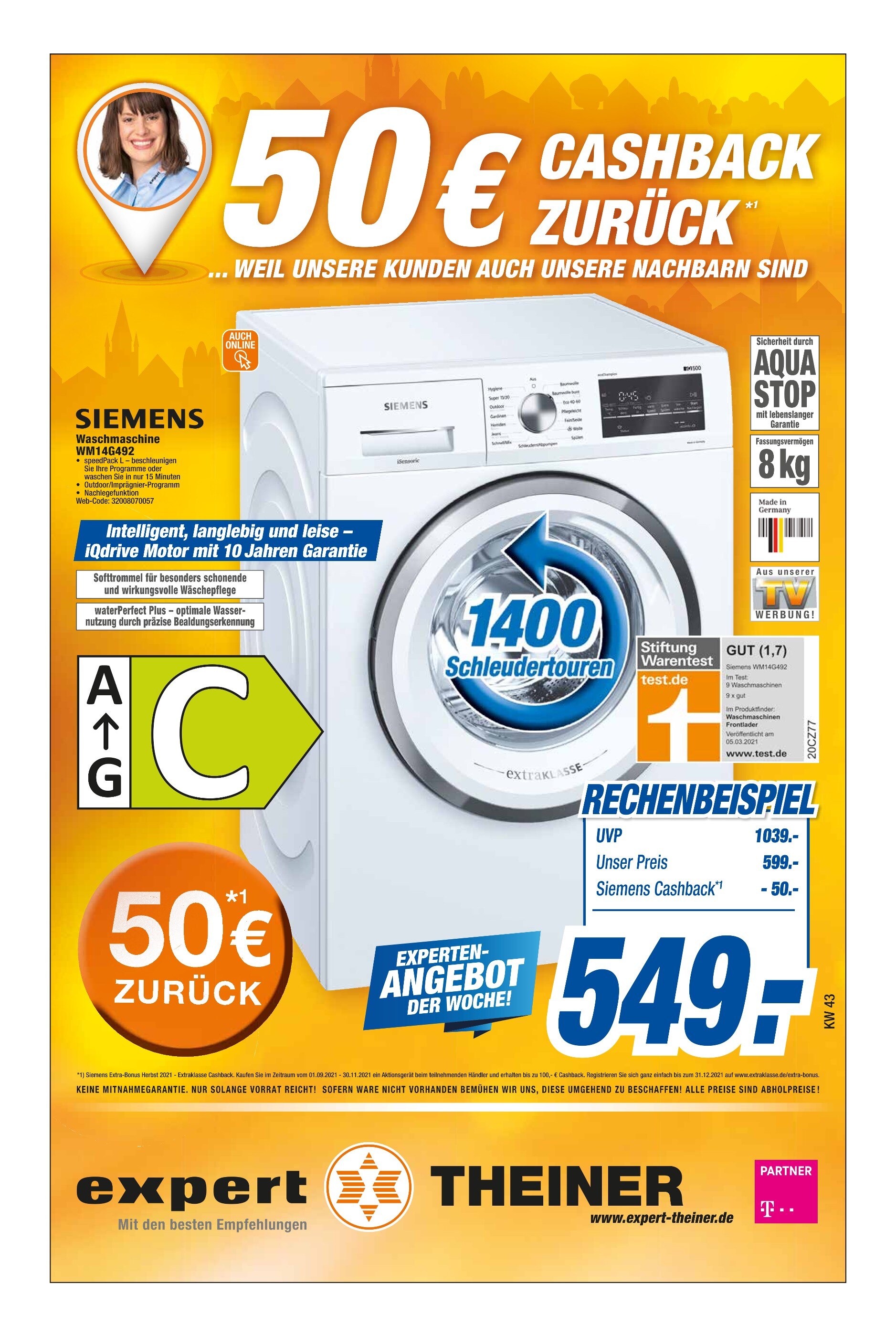 expert Theiner Prospekt für Vilshofen mit 8 Seiten expert Theiner Prospekt für Vilshofen: "50€ CASHBACK ZURÜCK", 8 Seiten, 26.10.2021 - 03.11.2021