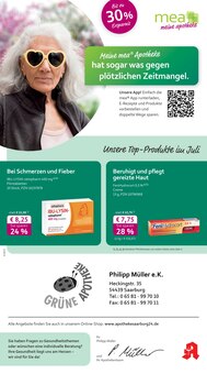 Aktueller mea - meine apotheke Prospekt "Unsere Juli-Angebote" Seite 1 von 4 Seiten