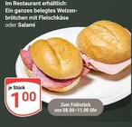 Belegtes Weizenbrötchen mit Fleischkäse oder Salami für 1,00 € bei GLOBUS im Angebot Belegtes Weizenbrötchen mit Fleischkäse oder Salami im aktuellen GLOBUS Prospekt