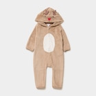 Pyjama Noël effet velours à capuche taupe bébé dans le catalogue La Halle