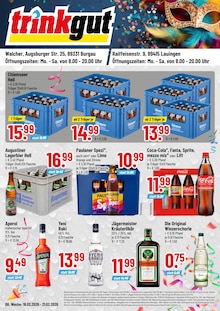 Trinkgut Burgau Prospekt der aktuellen Woche, gültig von 16.02.2026 bis 21.02.2026 Aktueller Trinkgut Burgau Prospekt "Aktuelle Angebote" mit 4 Seiten