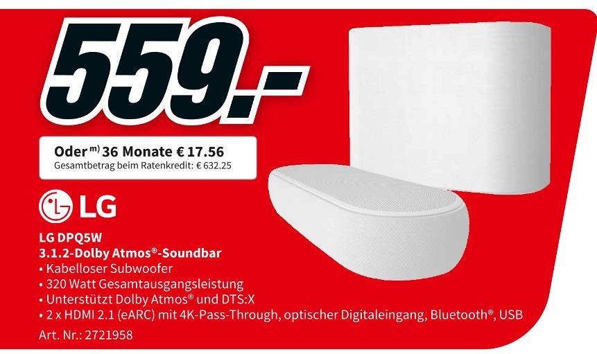 Media-Markt Bernau - DPQ5W 3.1.2-Dolby Atmos-Soundbar DPQ5W 3.1.2-Dolby Atmos-Soundbar Angebot bei Media-Markt Bernau im Prospekt WILL ICH. KRIEG ICH.