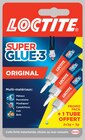 Super Glue-3 Tubes Liquide 3g 2+1 Offert - LOCTITE dans le catalogue Intermarché Hyper