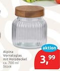 Vorratsglas mit Holzdeckel von Alpina im aktuellen budni Prospekt