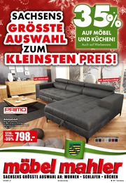 Möbel & Einrichtung Prospekt von Möbel Mahler Siebenlehn Werdau Möbel Mahler Siebenlehn Prospekt: "SACHSENS GRÖSSTE AUSWAHL ZUM KLEINSTEN PREIS", 16 Seiten, 29.11.2023 - 12.12.2023