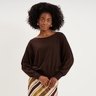 Pull encolure bateau manches longues marron foncé femme - La Halle Pull encolure bateau manches longues marron foncé femme à 19,99 € dans le catalogue La Halle