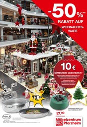 Aktueller Möbelzentrum Pforzheim Prospekt mit Weihnachtsbaumständer, "-50% auf Weihnachtsware", Seite 1