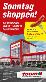 Aktueller toom Baumarkt Baumärkte Prospekt in Ramstein-Miesenbach und Umgebung, "Sonntag shoppen!" mit 1 Seite, 18.10.2026 - 18.10.2026