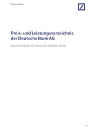 Banken Prospekt von Deutsche Bank in Biederbach Aktueller Deutsche Bank Banken Prospekt für Biederbach: Preis- und Leistungsverzeichnis mit 43} Seiten, 01.10.2026 - 31.12.2026