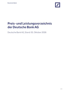 Aktueller Deutsche Bank Prospekt für Schonach (Schwarzwald) und Ungebung, Seiten zum blättern Deutsche Bank Prospekt Preis- und Leistungsverzeichnis mit Seiten in Schonach (Schwarzwald) und Umgebung