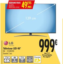 Téléviseur LED 4K - Carrefour à Pierrefitte-sur-Seine Téléviseur LED 4K en promo chez Carrefour Pierrefitte-sur-Seine à 49,95 €
