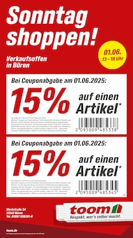 toom Baumarkt Prospekt Sonntag shoppen! mit  Seite in Rüthen und Umgebung