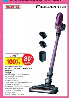 Promo ASPIRATEUR BALAI XPERT 6.60 ESSENTIAL ROWENTA chez Intermarché Hyper