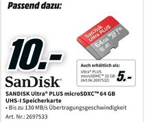 Media-Markt Lübbenau - UHS-I Speicherkarte PLUS microSDXC 64 GB UHS-I Speicherkarte PLUS microSDXC 64 GB Angebot bei Media-Markt Lübbenau im Prospekt Das wird Mein Frühling!