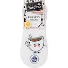 Füßlinge mit Donut-Motiv weiß, Gr. 35-38 von Fascino im aktuellen dm-drogerie markt Prospekt für 2,25 €