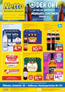 Cola im Netto Marken-Discount Prospekt "DER ORT, AN DEM DU IMMER AUSGEZEICHNETE PREISE FINDEST." mit 6 Seiten (Heilbronn)