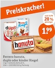Riegel von Ferrero hanuta, duplo oder kinder im aktuellen tegut Prospekt für 1,99 €