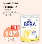BEBA Folgemilch 2 oder 3 von Nestlé im aktuellen V-Markt Prospekt für 14,99 €