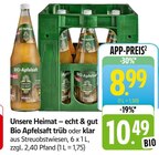 Bio Apfelsaft trüb im Angebot bei E center in Kaiserslautern Bio Apfelsaft trüb Angebote von Unsere Heimat bei E center Kaiserslautern für 8,99 €
