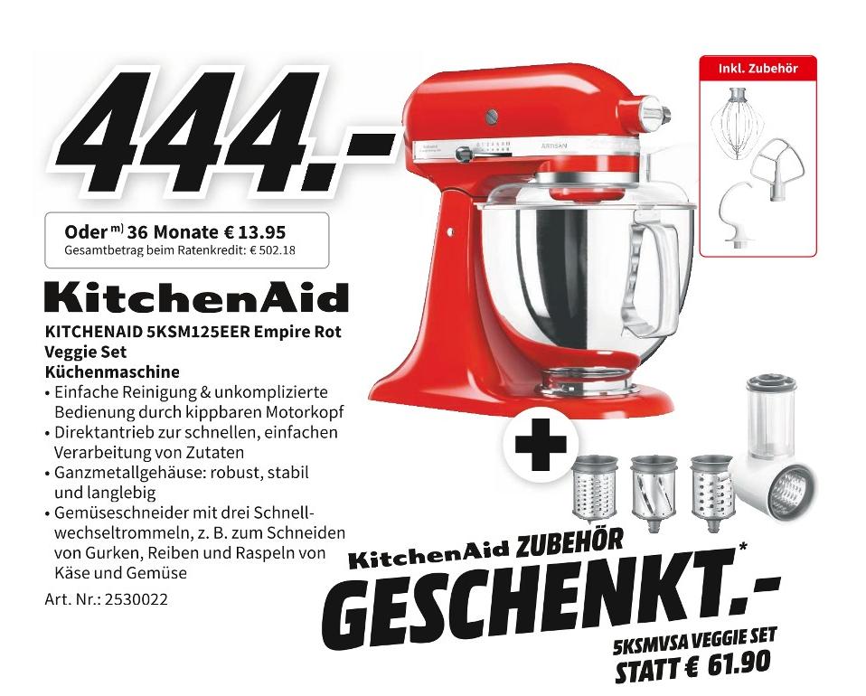 Media-Markt Kaufbeuren - KITCHENAID 5KSM125EER Empire Rot KITCHENAID 5KSM125EER Empire Rot Angebot bei Media-Markt Kaufbeuren im Prospekt Top Angebote