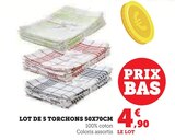 Lot de 5 torchons 50x70cm dans le catalogue Super U